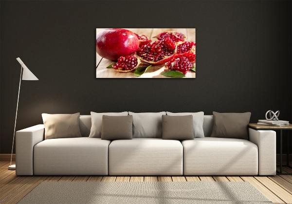 Cuadro decorativo de vidrio para salón horizontal Granada con hojas