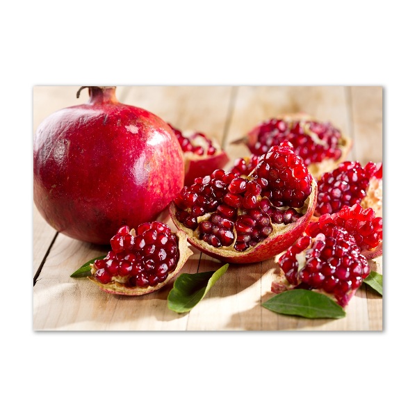 Cuadro decorativo de vidrio para salón horizontal Granada con hojas