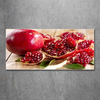 Cuadro decorativo de vidrio para salón horizontal Granada con hojas