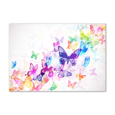 Cuadro decorativo de vidrio para salón horizontal mariposas coloridas