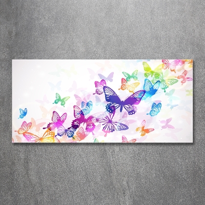 Cuadro decorativo de vidrio para salón horizontal mariposas coloridas