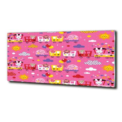 Impresión en cristal con acabado brillante horizontal Animales en el tren