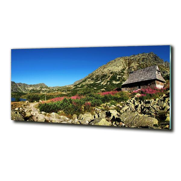 Foto en cristal de alta calidad con impresión uv horizontal Cabaña de pastor en el valle