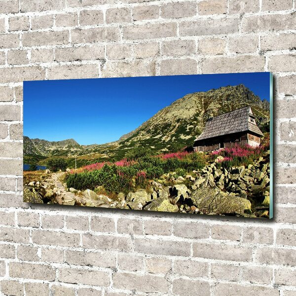 Foto en cristal de alta calidad con impresión uv horizontal Cabaña de pastor en el valle