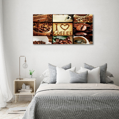 Cuadro de cristal templado moderno horizontal Collage de café