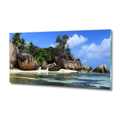 Cuadro de cristal templado moderno horizontal Panorama de las Seychelles