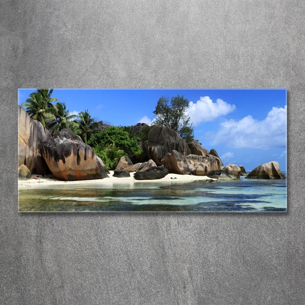 Cuadro de cristal templado moderno horizontal Panorama de las Seychelles