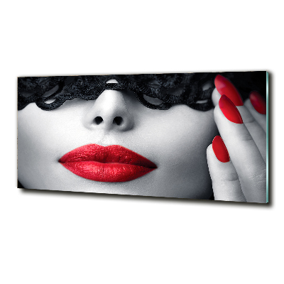 Cuadro decorativo de vidrio para salón horizontal Máscara de encaje