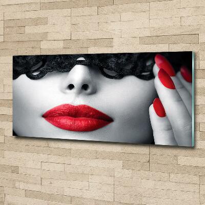 Cuadro decorativo de vidrio para salón horizontal Máscara de encaje