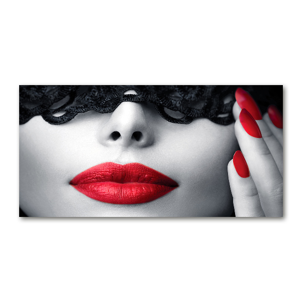 Cuadro decorativo de vidrio para salón horizontal Máscara de encaje