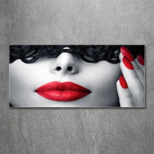 Cuadro decorativo de vidrio para salón horizontal Máscara de encaje