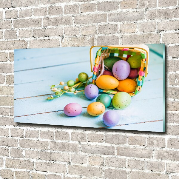 Cuadro decorativo de vidrio para salón horizontal huevos de Pascua