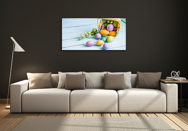 Cuadro decorativo de vidrio para salón horizontal huevos de Pascua