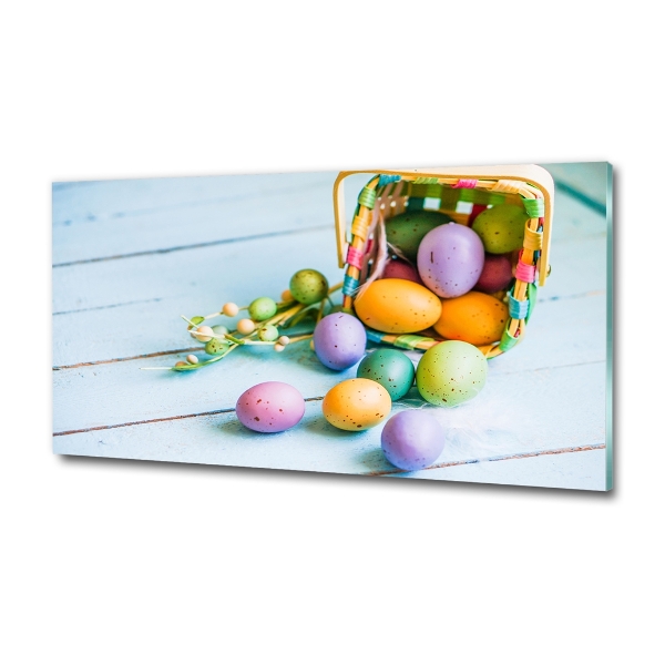 Cuadro decorativo de vidrio para salón horizontal huevos de Pascua