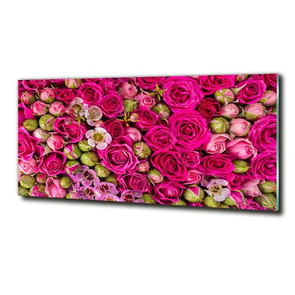 Cuadro decorativo de vidrio para salón horizontal Rosas