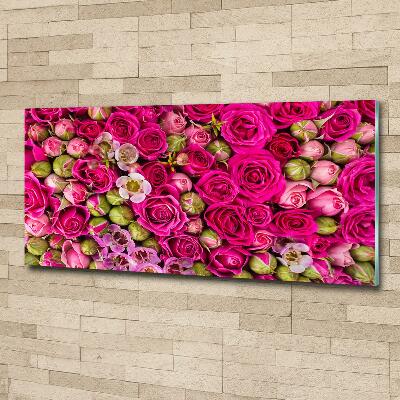 Cuadro decorativo de vidrio para salón horizontal Rosas