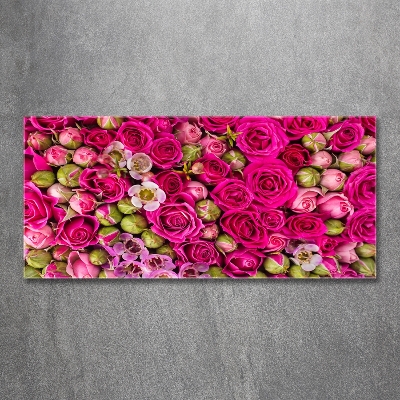 Cuadro decorativo de vidrio para salón horizontal Rosas