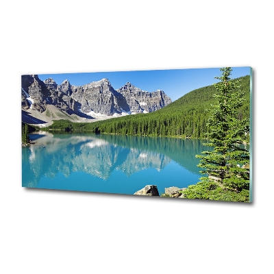 Foto en cristal de alta calidad con impresión uv horizontal Lago en las montañas