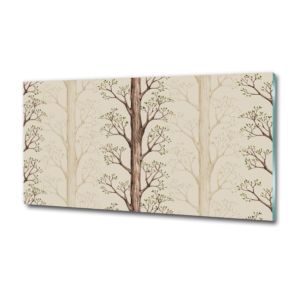 Cuadro de cristal templado moderno horizontal Árboles