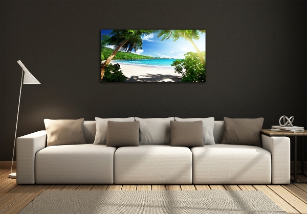 Cuadro de cristal templado moderno horizontal Playa de Seychelles