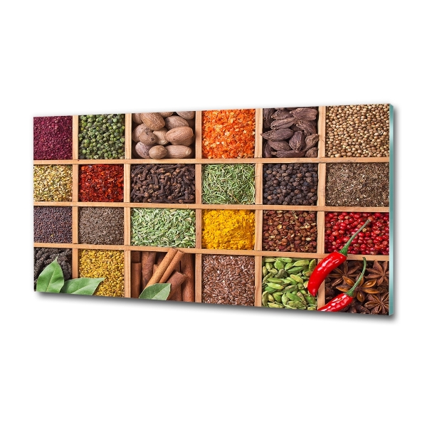 Cuadro decorativo de vidrio para salón horizontal Especias y hierbas