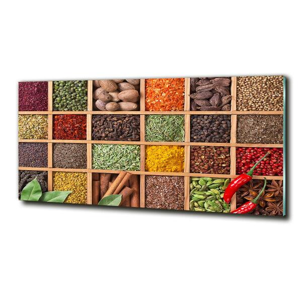 Cuadro decorativo de vidrio para salón horizontal Especias y hierbas