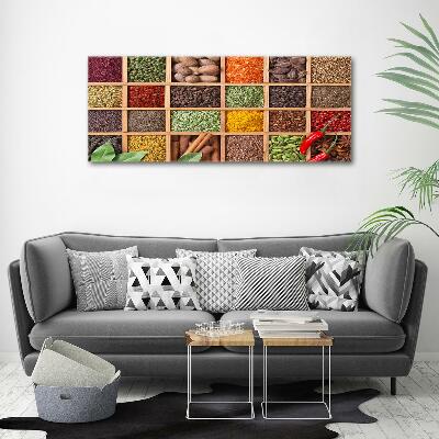 Cuadro decorativo de vidrio para salón horizontal Especias y hierbas