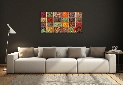 Cuadro decorativo de vidrio para salón horizontal Especias y hierbas
