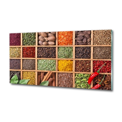 Cuadro decorativo de vidrio para salón horizontal Especias y hierbas