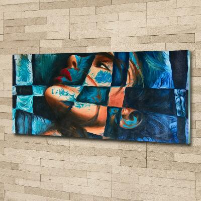Cuadro decorativo de vidrio para salón horizontal Mujer abstracta