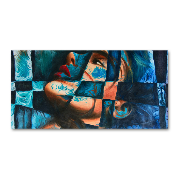Cuadro decorativo de vidrio para salón horizontal Mujer abstracta