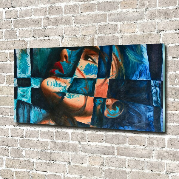 Cuadro decorativo de vidrio para salón horizontal Mujer abstracta