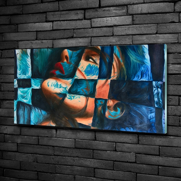 Cuadro decorativo de vidrio para salón horizontal Mujer abstracta