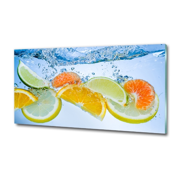 Cuadro de cristal templado moderno horizontal Cítricos bajo el agua