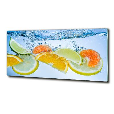 Cuadro de cristal templado moderno horizontal Cítricos bajo el agua
