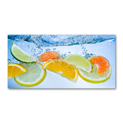Cuadro de cristal templado moderno horizontal Cítricos bajo el agua
