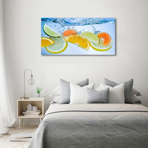 Cuadro de cristal templado moderno horizontal Cítricos bajo el agua