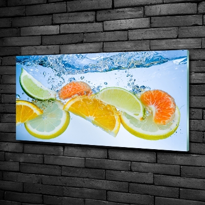 Cuadro de cristal templado moderno horizontal Cítricos bajo el agua