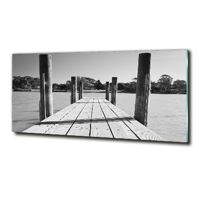 Foto en cristal de alta calidad con impresión uv horizontal Muelle de madera