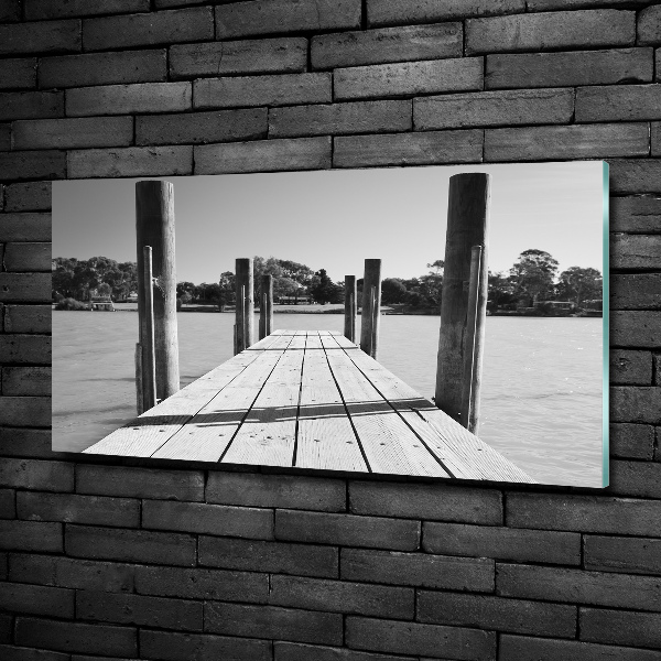 Foto en cristal de alta calidad con impresión uv horizontal Muelle de madera