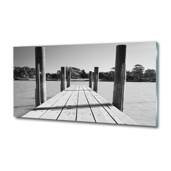 Foto en cristal de alta calidad con impresión uv horizontal Muelle de madera