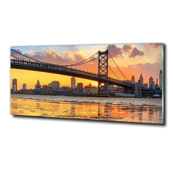 Cuadro de cristal templado moderno horizontal Puente de Filadelfia
