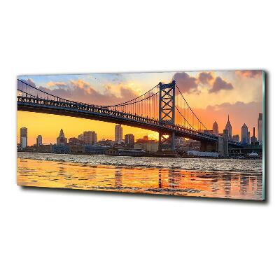 Cuadro de cristal templado moderno horizontal Puente de Filadelfia