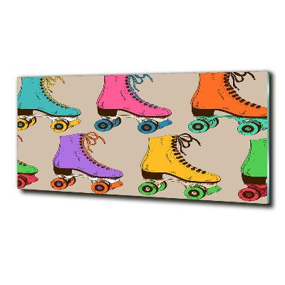 Cuadro decorativo de vidrio para salón horizontal Patines de colores