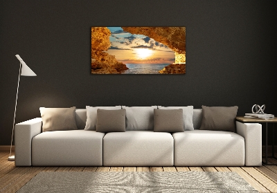 Impresión en cristal con acabado brillante horizontal Gruta junto al mar