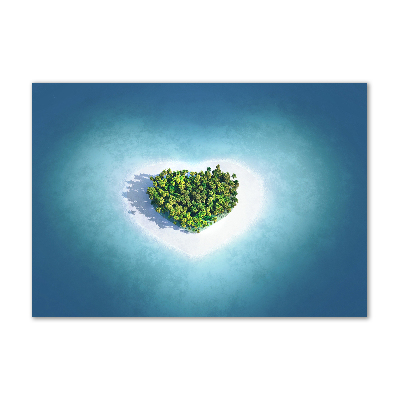 Cuadro de cristal templado moderno horizontal Isla en forma de corazón