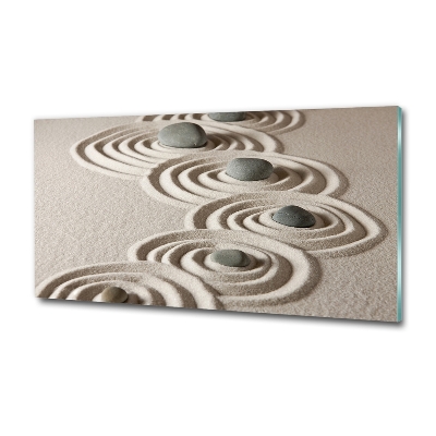 Impresión en cristal con acabado brillante horizontal Piedras zen arena