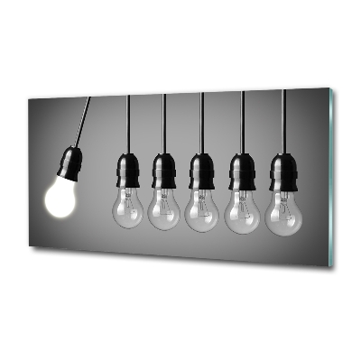 Cuadro decorativo de vidrio para salón horizontal Seis bombillas