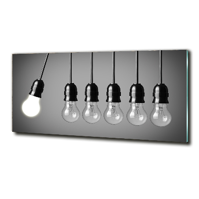 Cuadro decorativo de vidrio para salón horizontal Seis bombillas