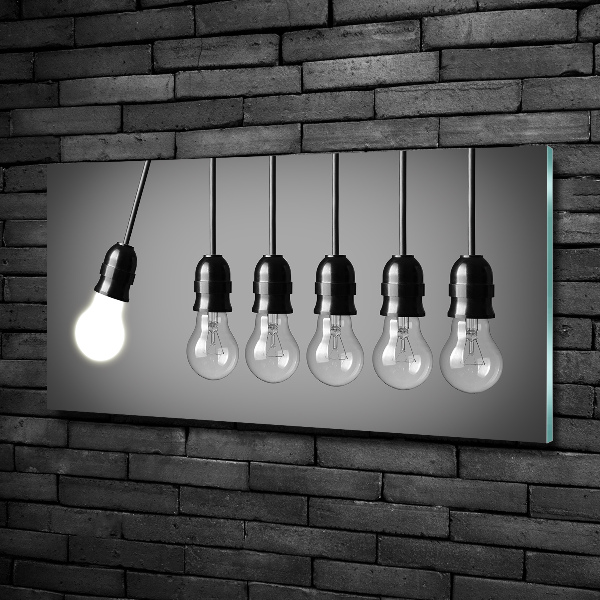 Cuadro decorativo de vidrio para salón horizontal Seis bombillas